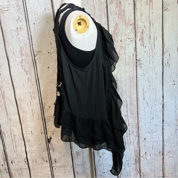 NEW NWT Umgee Embroidered Lace Ruffle Sheer Cardigan Vest Shawl Size M/L - Picture 8 of 16